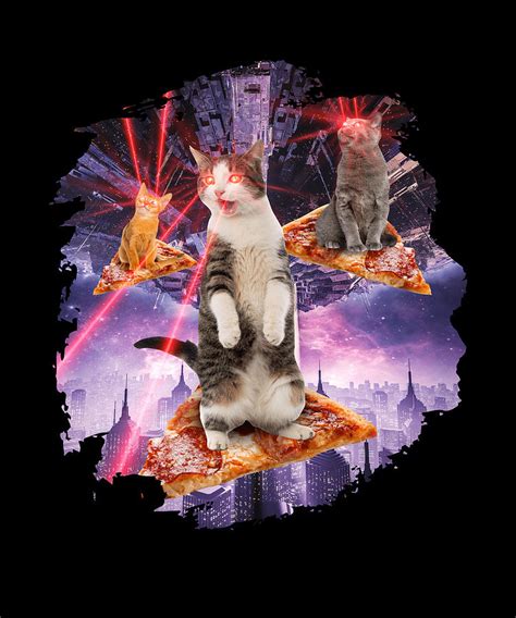 Laser Cats Pizza Kitties Digital Art by Mooon Tees - Fine Art America