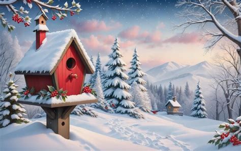 Premium AI Image | Christmas winter background with birdhouse