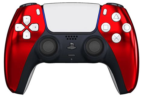 TCP Chrome Red PS5 Controller with White Buttons and Back Shell - The Controller People