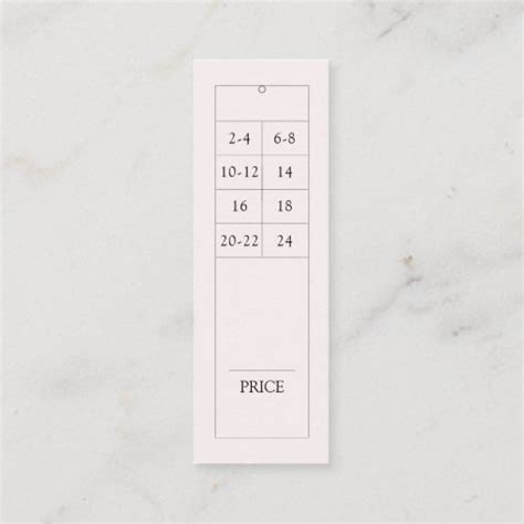 Modern Blush Clothing Size Chart Hanging Price Tag | Zazzle