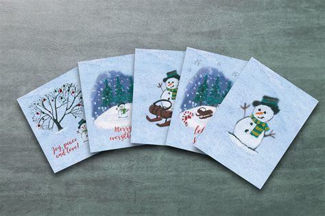 Watercolor Snowman Cards, Snowman Holidays Cards Set, Merry Everything Notecards, Snowman ...