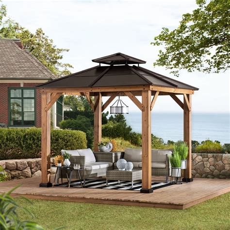 SummerCove Outdoor Patio Black Wooden Frame Grill Gazebo - Bed Bath & Beyond - 30581604