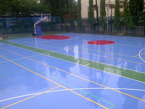 Blue Outdoor Polyurethane Basketball Court Flooring, For Sports, Rs 160 /sq ft | ID: 11665494748