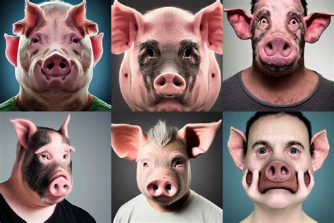 portrait photograph of human pig hybrid human face | Stable Diffusion