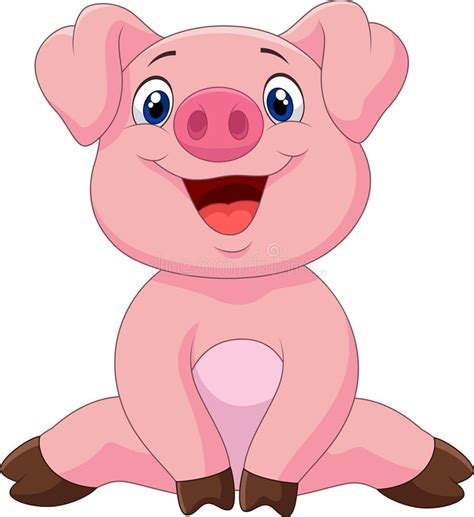 Cartoon adorable baby pig stock vector. Illustration of smile - 54300659