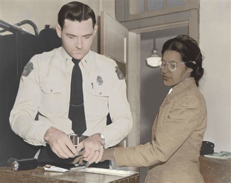 Rosa Parks after getting arrested (1956) : Colorization