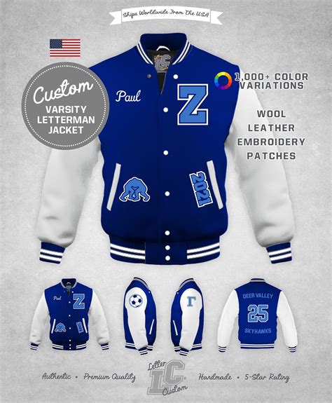 Custom Varsity Letterman Wrestling Jacket White Leather & Royal Blue Wool Premium Authentic ...