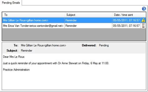 Pending Emails