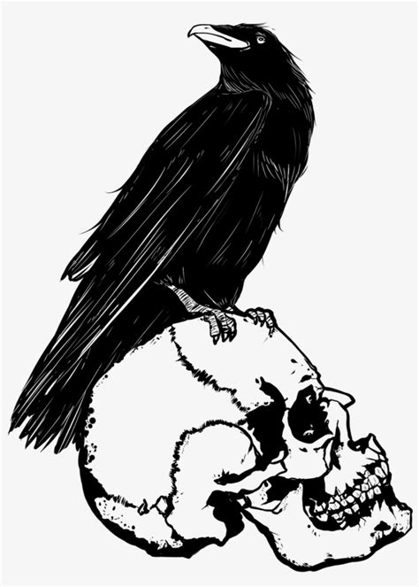 Black Evil Crow Landind Down Tattoo Sketch 2 - Crow Drawing Png PNG Image | Transparent PNG Free ...