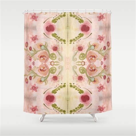 Floral Shower Curtain Pink Floral Shabby Chic Shower Curtains - Etsy