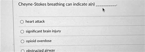 SOLVED: Cheyne-Stokes breathing can indicate a: - heart attack - significant brain injury ...