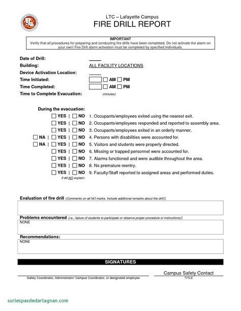 Emergency Mock Drill Report Format | Glendale Community within Fire Evacuation Drill Report ...