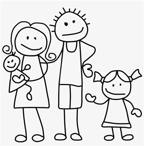 Family Clip Art Black And White - Stick Figure Family Png - Free Transparent PNG Download - PNGkey