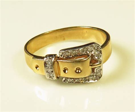 Vintage Gold and Diamond Buckle Ring - Koblenz & Co. Antique & Estate Jewelry