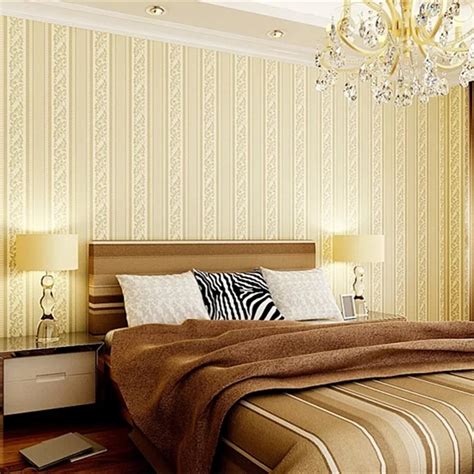 Free Shipping10049 For Bedroom Roman Stripe Style Wallpaper light yellow Color Stripe Wallpaper ...