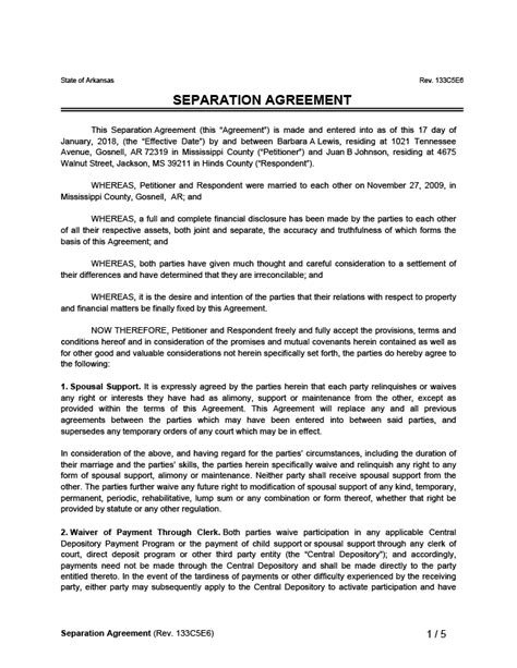 Free Separation Agreement Template | PDF & Word