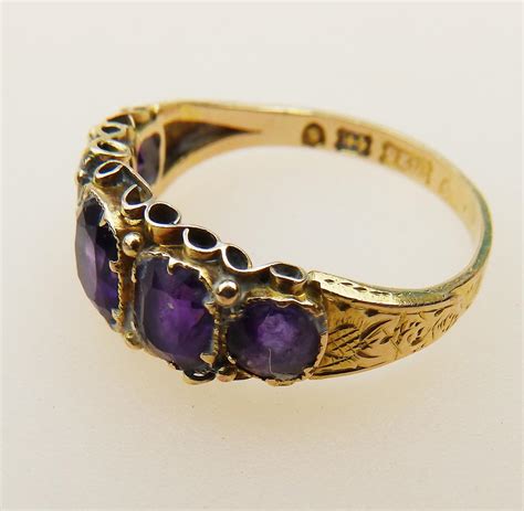 Antique Jewellery : Victorian 15ct Gold & 5 Stone Amethyst Ring M 1/2 C.19thC For Sale ...