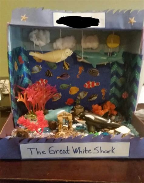 Shoe box diorama Ocean Hábitat. Great White Shark | Ocean diorama, Shoe box diorama, Habitats ...