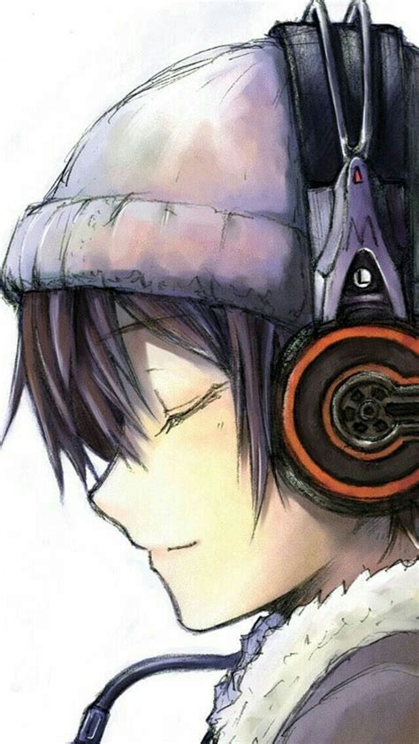 Anime Boy With Headphones Drawing