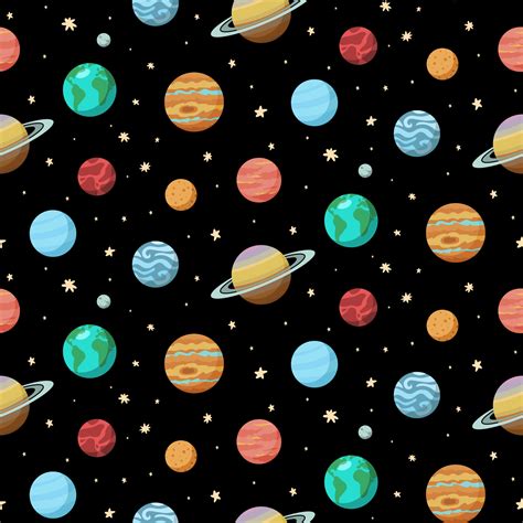 Solar System Planets Space Seamless Pattern. Backgroung for package, social media, textile ...