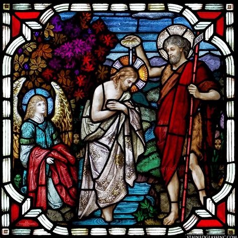 "Baptism of Jesus" Religious Stained Glass Window