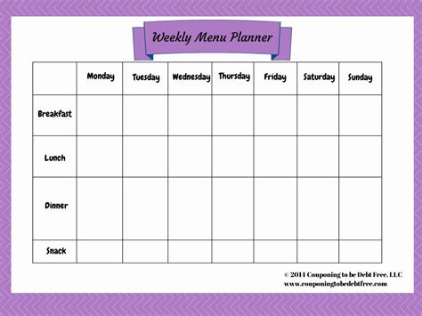 Weekly Menu Planner Template Word - Detrester.com