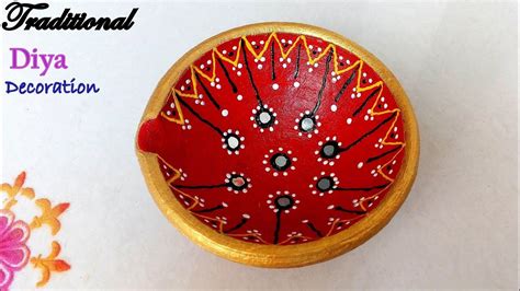 How to Decorate Big Diya for Diwali..| Beautiful Diya painting and decoration | Diya painting id ...