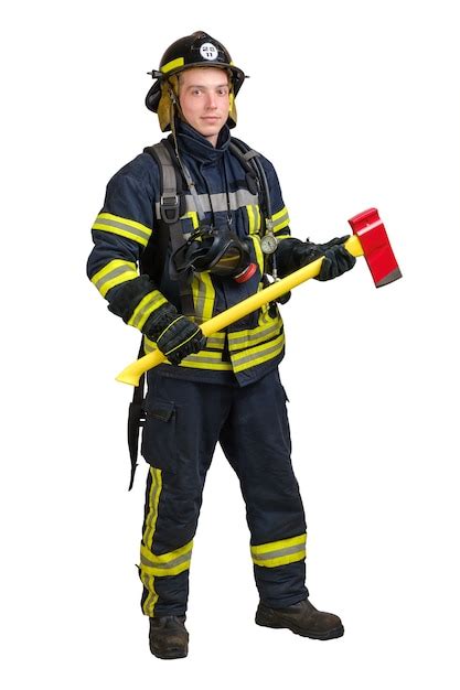 Premium Photo | Smiling young man in firefighter uniform