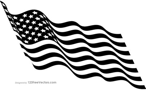 Black and White Waving American Flag | Clipart black and white, American flag clip art, American ...