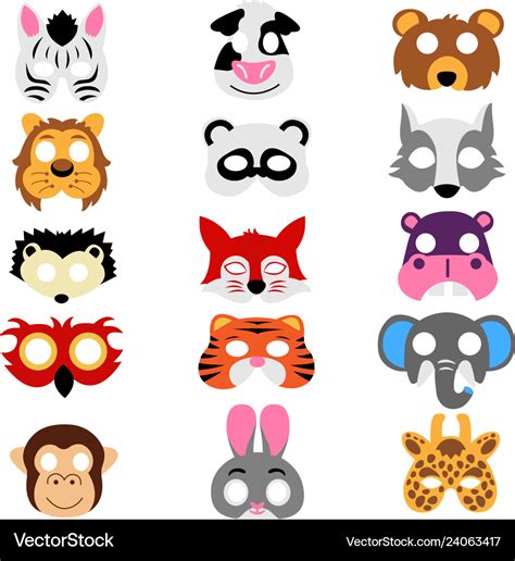 Set of animals masks isolated Royalty Free Vector Image