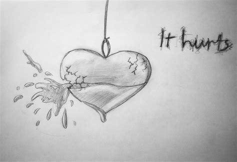 Pencil Drawing Easy Sad Broken Heart Art - Rectangle Circle