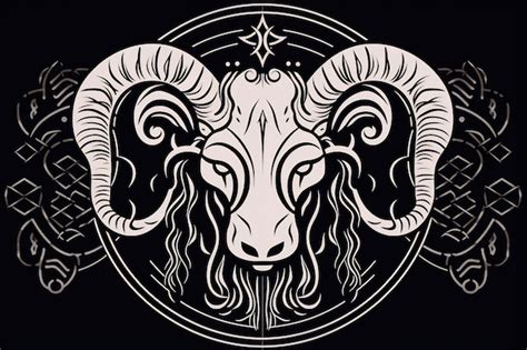 Premium AI Image | a drawing of a ram with a pattern of horns.