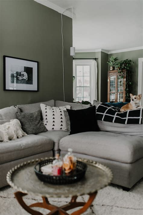 An Earthy, Eclectic Sage Green Living Room - Miranda Schroeder