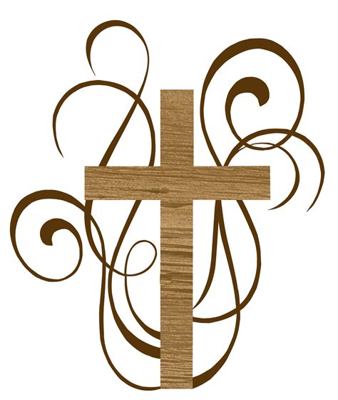 Catholic cross among curls as graphic illustration free image download