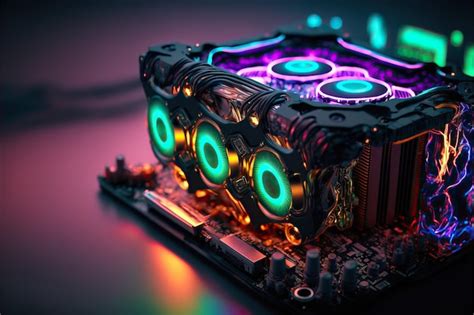 Premium Photo | Abstract electronic modern motherboard gaming pc with rgb led lights,generative ai