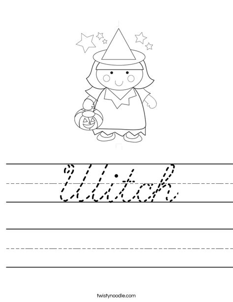 Witch Worksheet - Cursive - Twisty Noodle