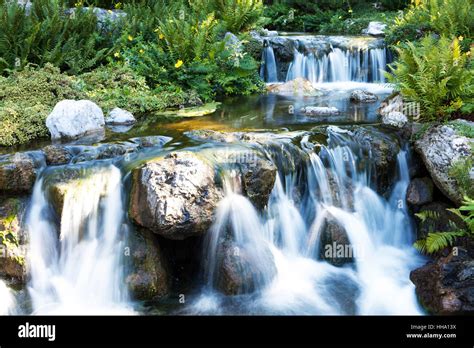 japanese garden with waterfall Stock Photo - Alamy