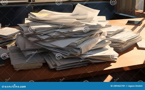 Office Paperwork Business Pile Stacked Paper Stock Illustration - Illustration of report ...