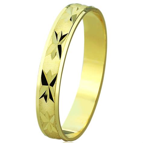 Women's 14K Yellow Gold Wedding Band 3mm Machine Cut Patterned Ring - Walmart.com