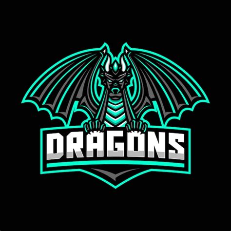 Premium Vector | Black dragon mascot logo template