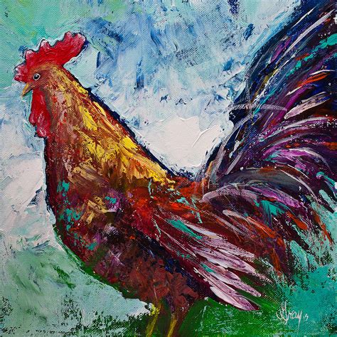 Rooster Farm Animal Painting Painting by Gray Artus - Pixels