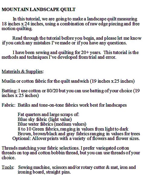 Mountain Landscape Quilt Tutorial. Instructions Photographs & - Etsy