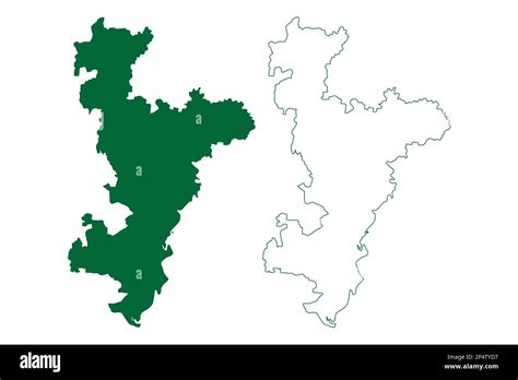 Ahmedabad district (Gujarat State, Republic of India) map vector illustration, scribble sketch ...