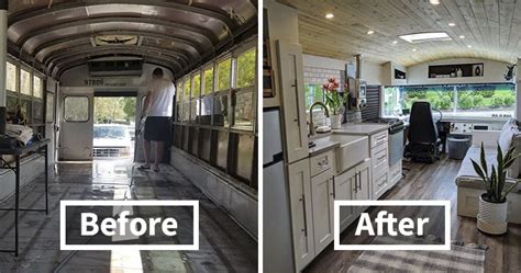 Couple Spends A Year And A Half Converting An Old ’90s School Bus Into A Cozy Home, And It’s ...