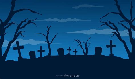 Graveyard Halloween Background Template Vector Download