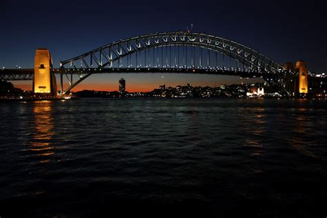 Sydney - City and Suburbs: Sydney Harbour Bridge, sunset