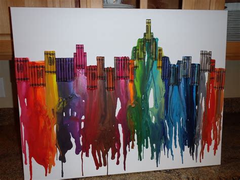 Cityscape crayon art. | Crayon art diy, Crayon art, Crayon art melted