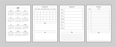 2025 calendar and daily weekly monthly personal planner diary template in classic strict style ...