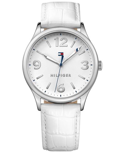 Lyst - Tommy Hilfiger Women's White Leather Strap Watch 38mm 1781594 in Metallic