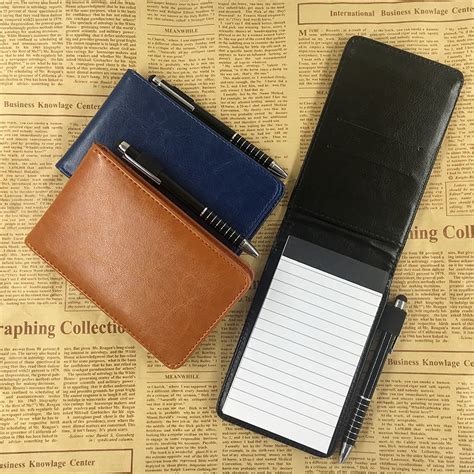 RuiZe Multifunction small notebook A7 planner leather pocket notepad mini note book with pen ...